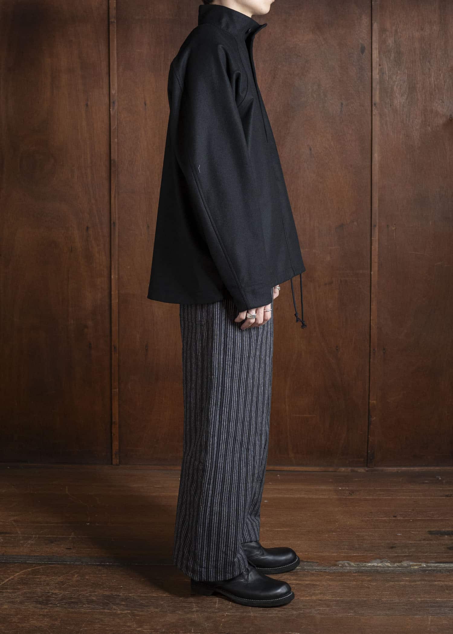 unkruid inmo trousers black striped heavy coutil