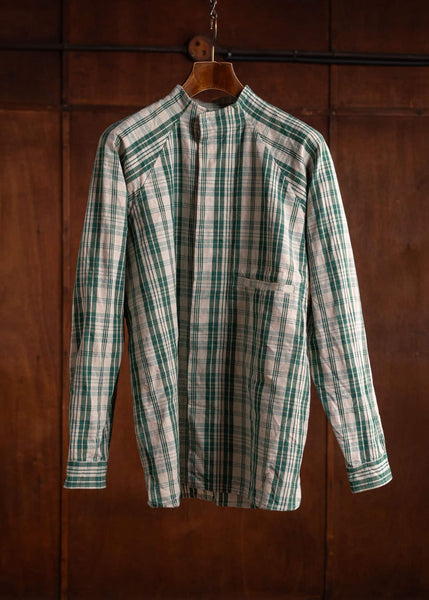 unkruid Stand Collar Shirt Green kelsch cloth