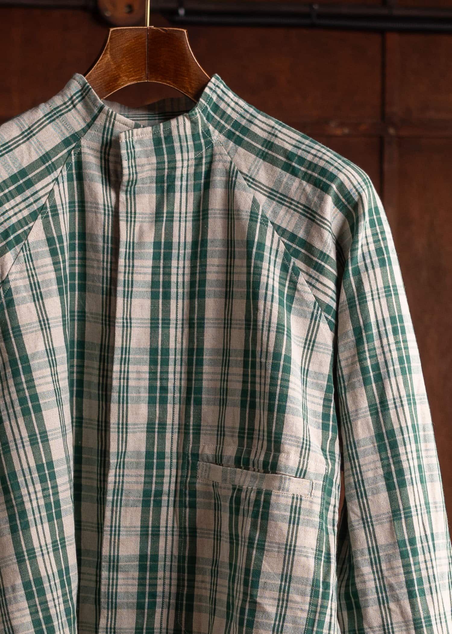 unkruid Stand Collar Shirt Green kelsch cloth