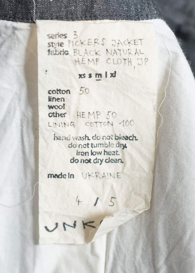 unkruid Pickers Jacket black natural hemp cloth
