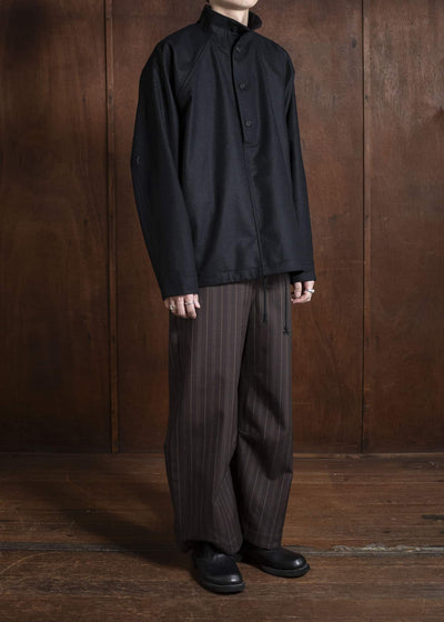 unkruid inmo trousers brown striped worsted suiting