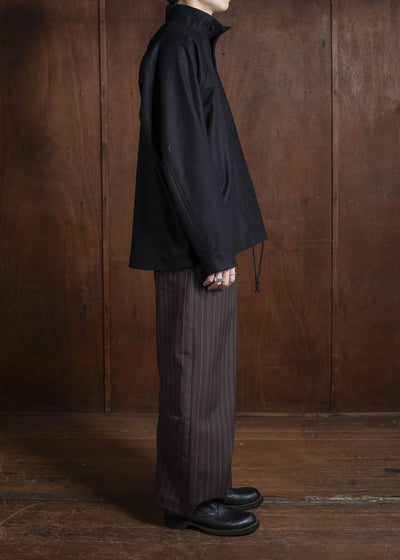 unkruid inmo trousers brown striped worsted suiting
