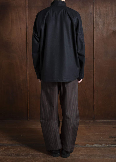 unkruid inmo trousers brown striped worsted suiting