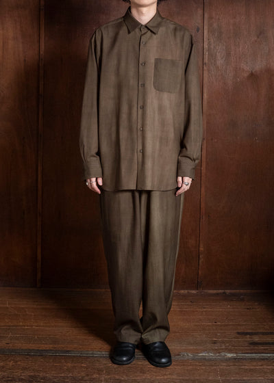 YOKO SAKAMOTO YS-26AW-55-OLIVE × BEIGE Regular Collar Shirt OLIVE × BEIGE