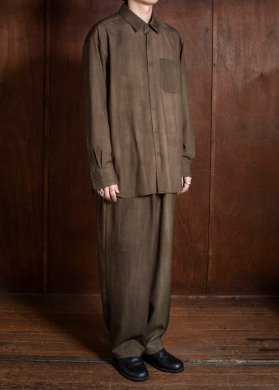YOKO SAKAMOTO YS-26AW-55-OLIVE × BEIGE Regular Collar Shirt OLIVE × BEIGE