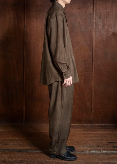 YOKO SAKAMOTO YS-26AW-55-OLIVE × BEIGE Regular Collar Shirt OLIVE × BEIGE