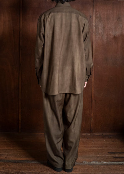 YOKO SAKAMOTO YS-26AW-55-OLIVE × BEIGE Regular Collar Shirt OLIVE × BEIGE
