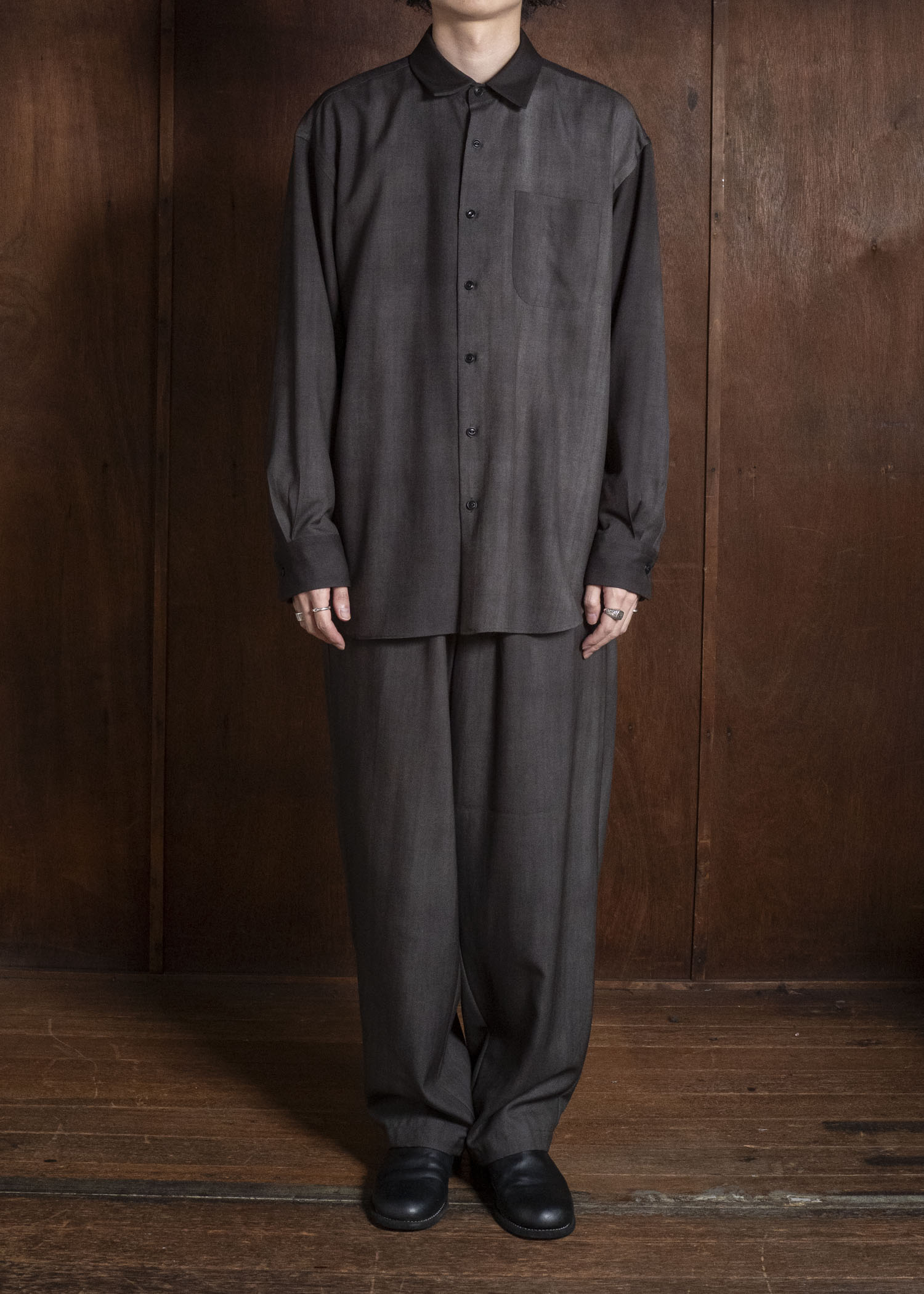 YOKO SAKAMOTO YS-26AW-55-CHARCOAL GRAY × GRAY Regular Collar Shirt CHARCOAL GRAY × GRAY