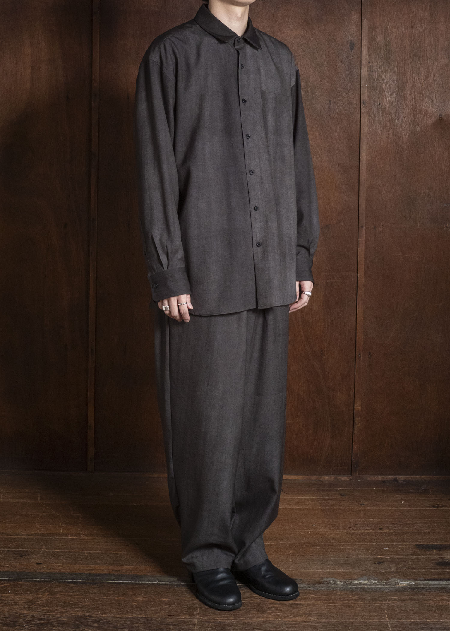 YOKO SAKAMOTO YS-26AW-55-CHARCOAL GRAY × GRAY Regular Collar Shirt CHARCOAL GRAY × GRAY