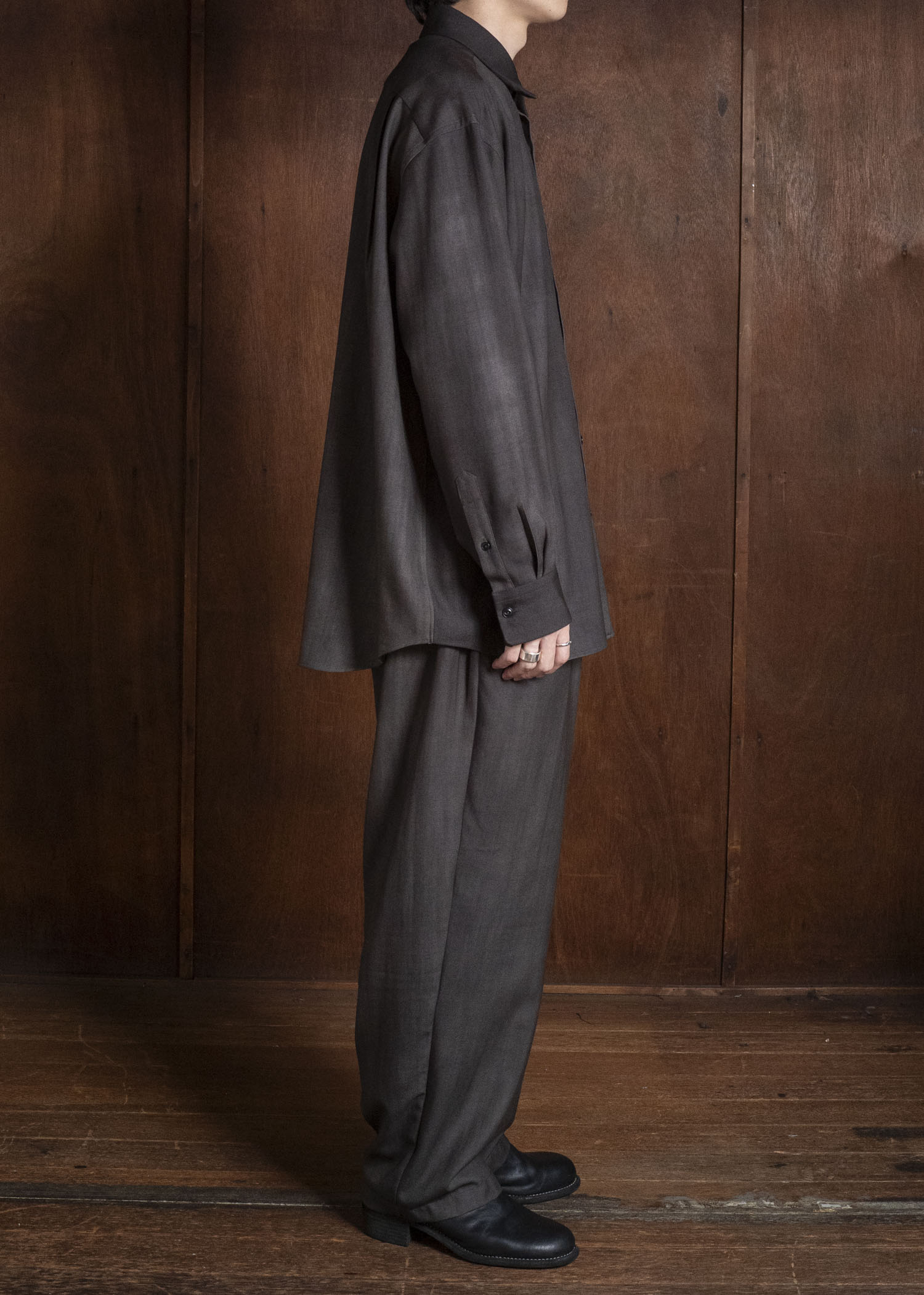 YOKO SAKAMOTO YS-26AW-55-CHARCOAL GRAY × GRAY Regular Collar Shirt CHARCOAL GRAY × GRAY