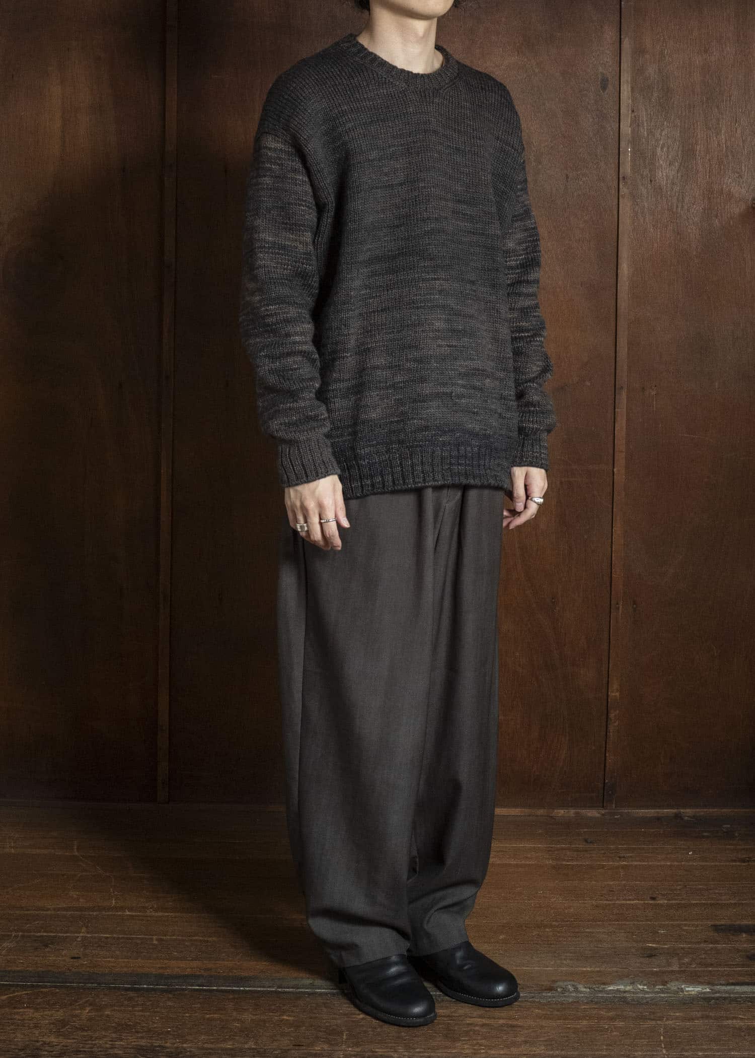 MARK.S MS0087 HAND KNIT CREW NECK LOGWOOD