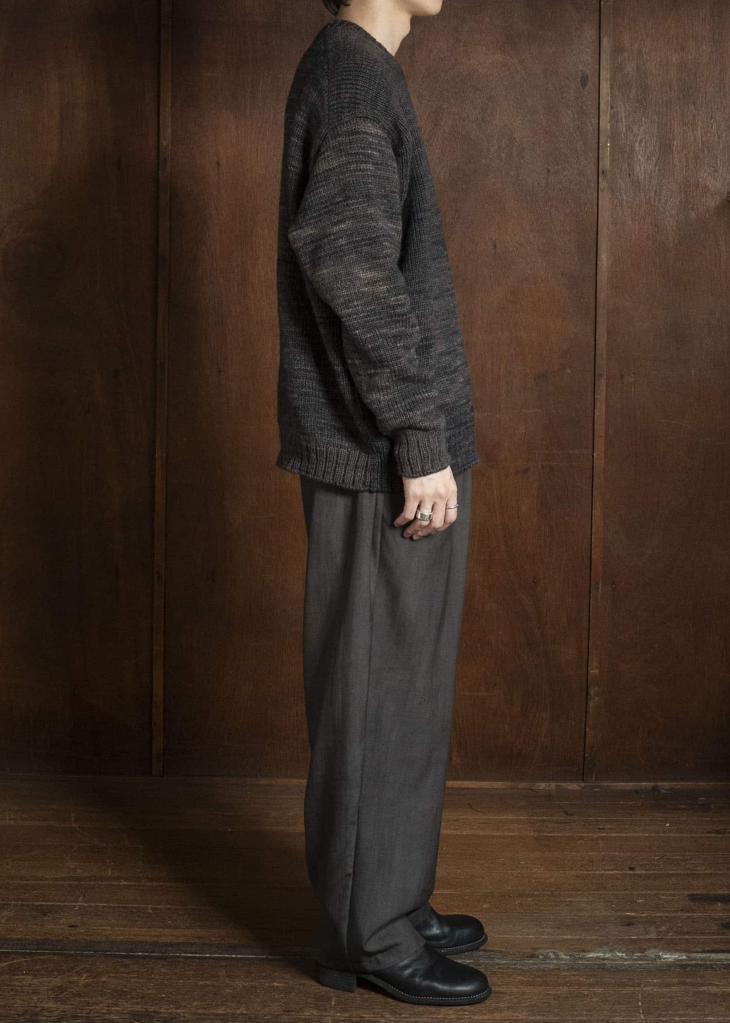 MARK.S MS0087 HAND KNIT CREW NECK LOGWOOD