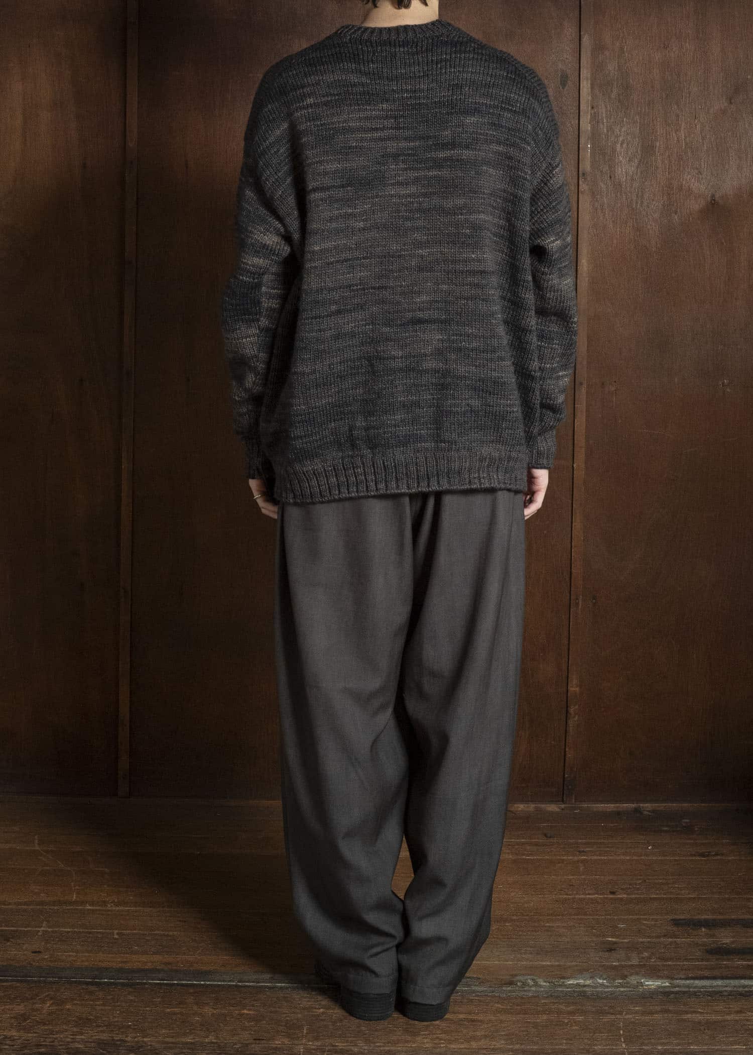 MARK.S MS0087 HAND KNIT CREW NECK LOGWOOD
