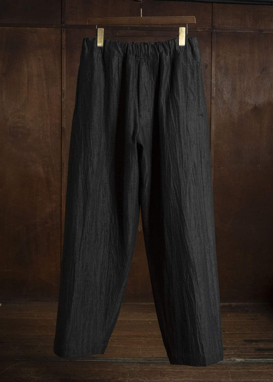 Jurgen Lehl J0164FPM522-95 ウールリネンシワ加工パンツ 黒茶