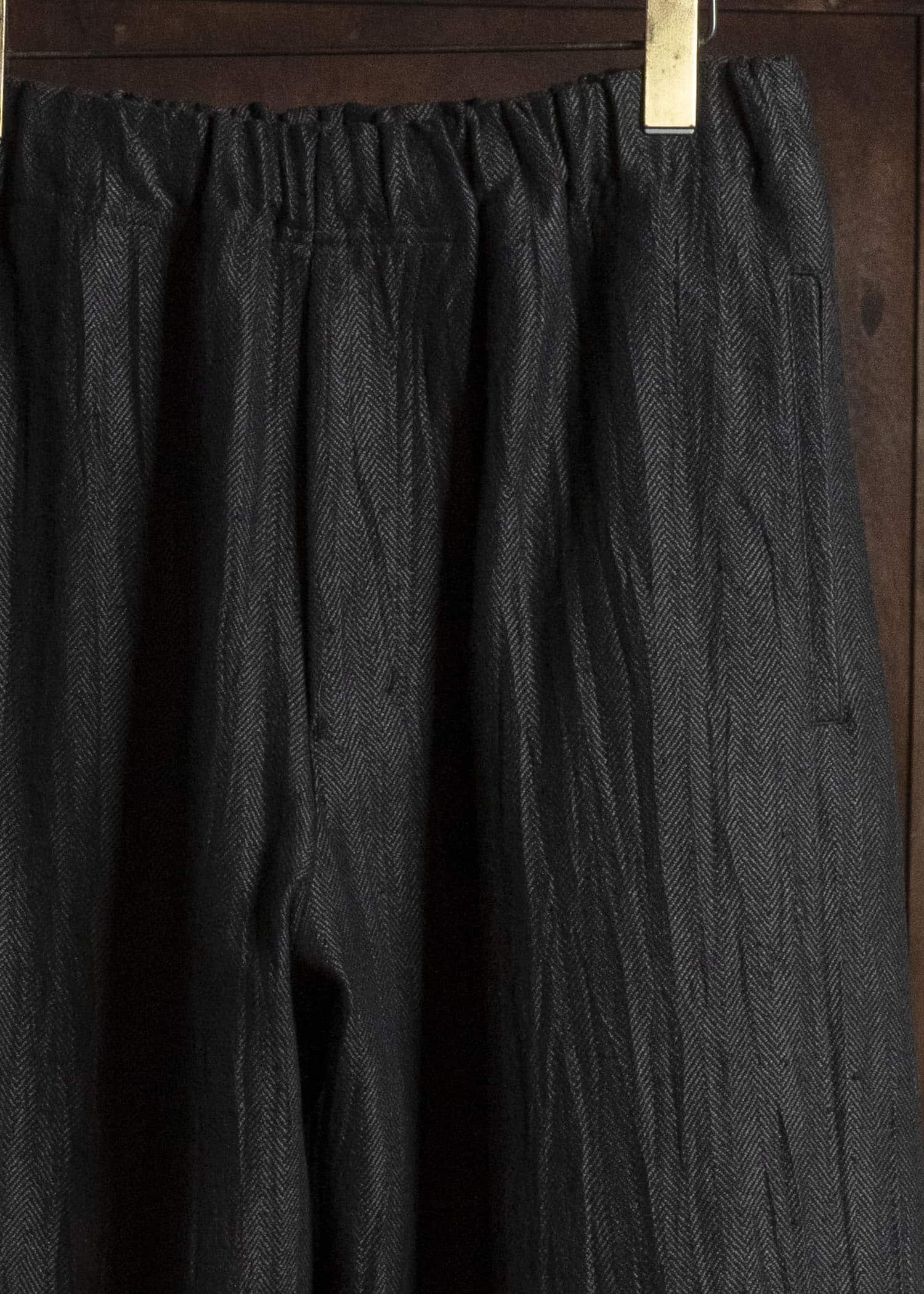 Jurgen Lehl J0164FPM522-95 ウールリネンシワ加工パンツ 黒茶