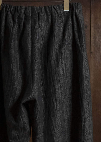 Jurgen Lehl J0164FPM522-95 ウールリネンシワ加工パンツ 黒茶