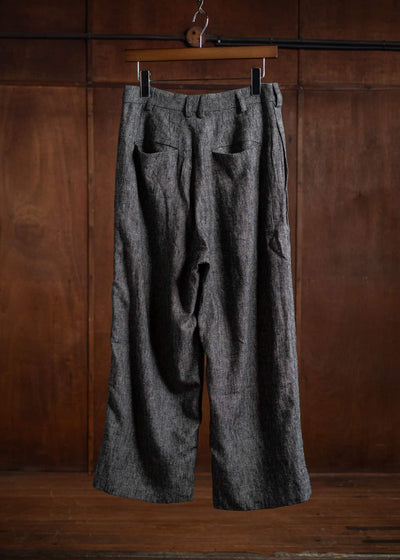 Peng Tai PTS24M09-2 HERRINGBONE SL TROUSERS BLACK INK