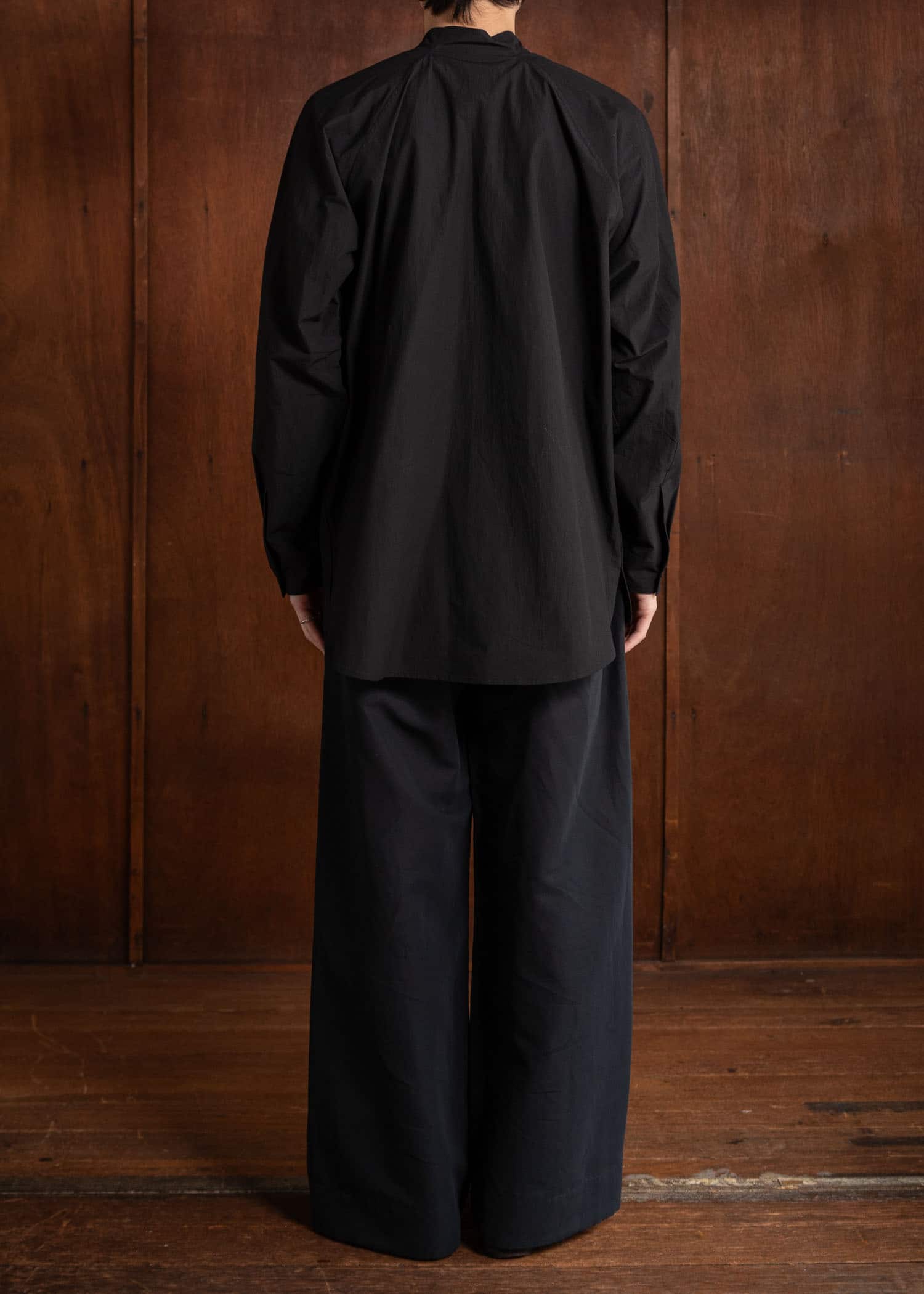 unkruid Stand Collar Shirt Black ultra-dense typewriter