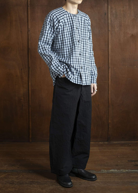 unkruid Writers Shirt light blue dark navy dobby check