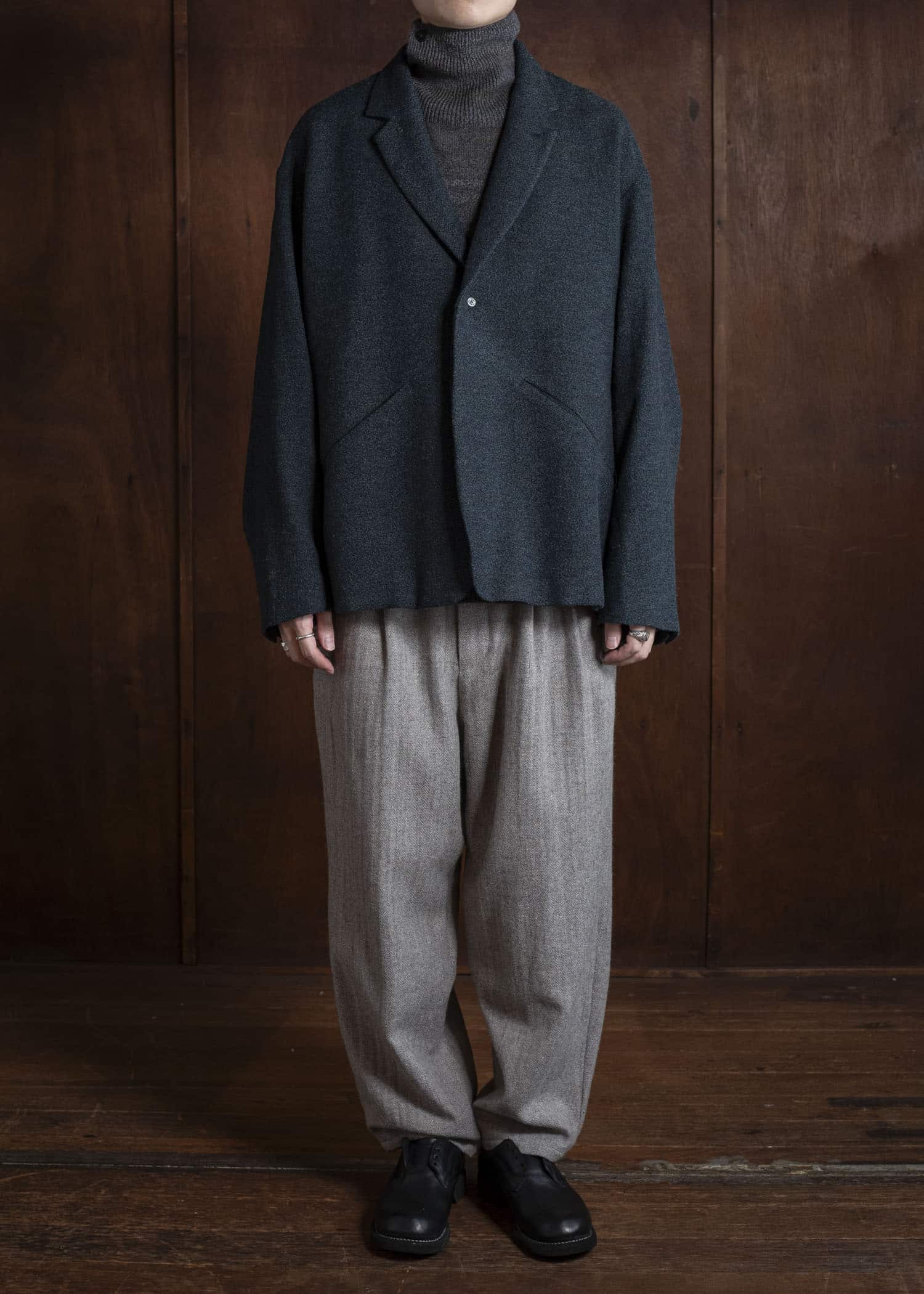 amachi. Elavation Jacket - AD[ Silver button ] AY17J-2095-AD Dark Blue Green