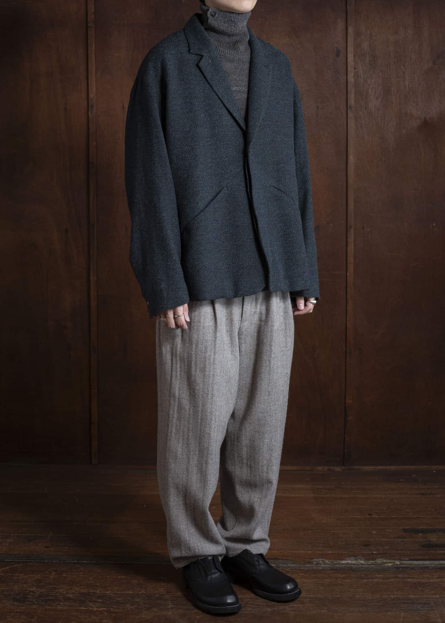 amachi. Elavation Jacket - AD[ Silver button ] AY17J-2095-AD Dark Blue Green