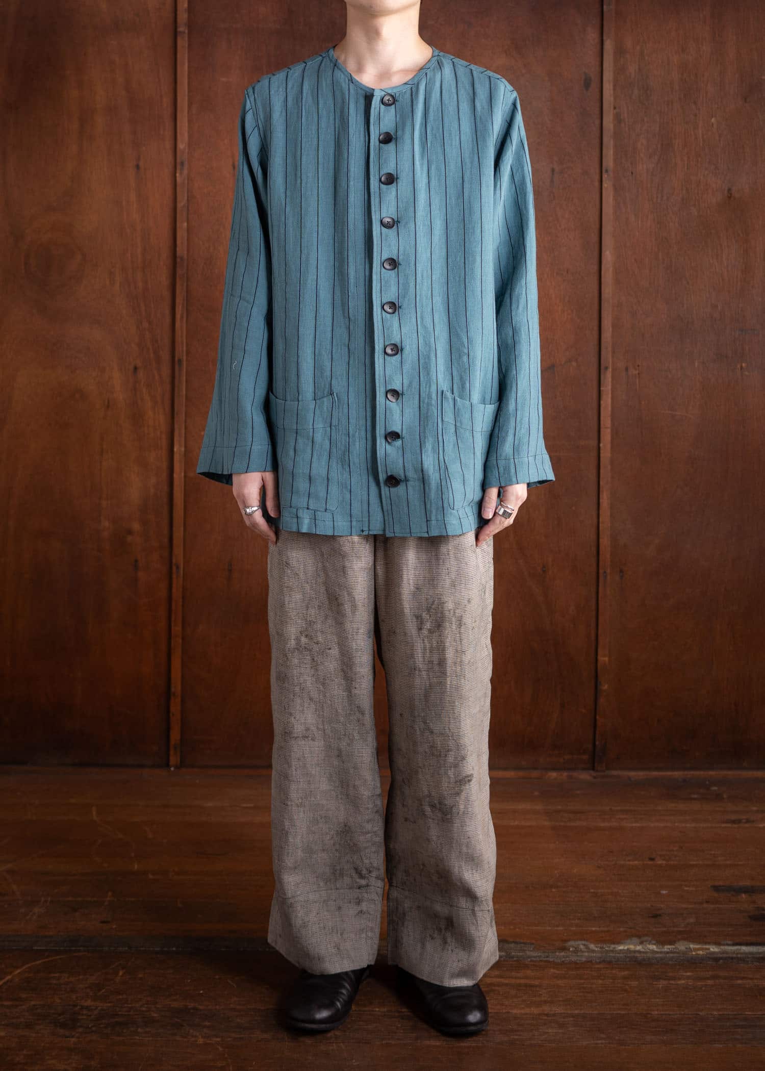 Peng Tai PTS24M09-1 HAND DYED SL TROUSERS WORMWOOD
