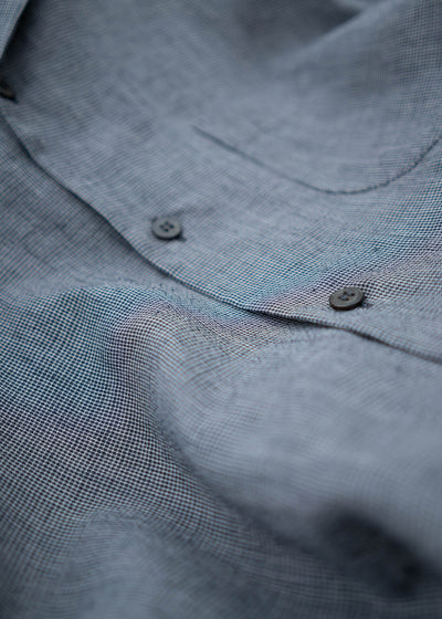 Jurgen Lehl コットンリネン縮み開襟シャツ