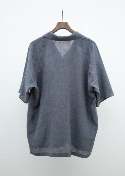 Jurgen Lehl コットンリネン縮み開襟シャツ