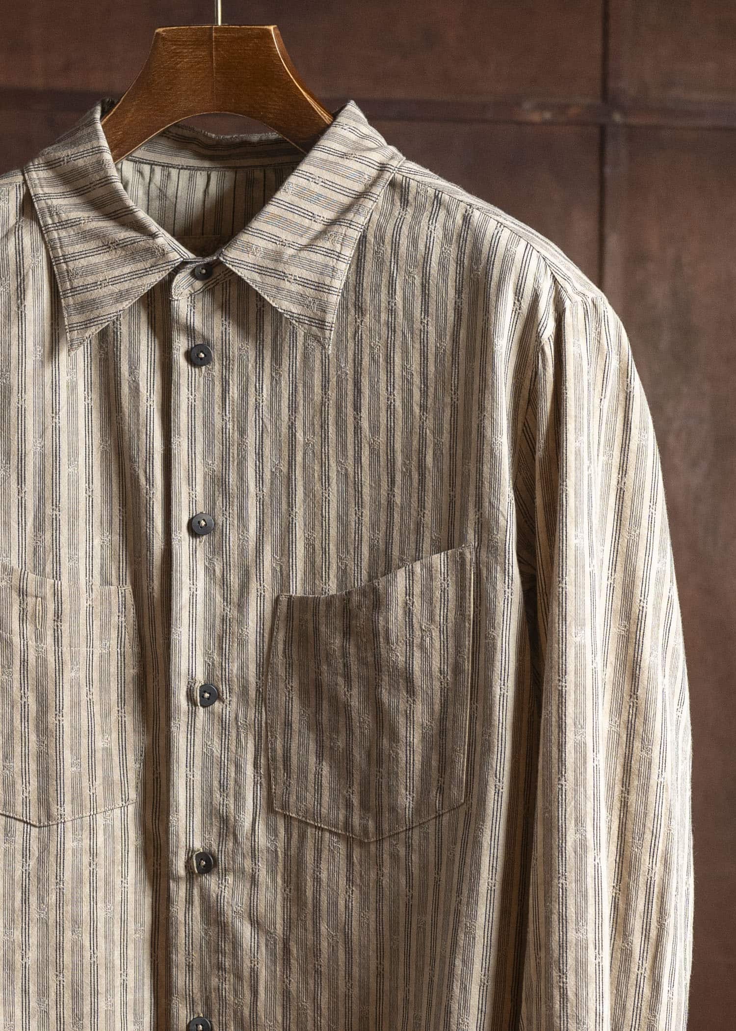 ZIGGY CHEN 0M2530718 SPREAD COLLAR STRIPED SHIRT 42