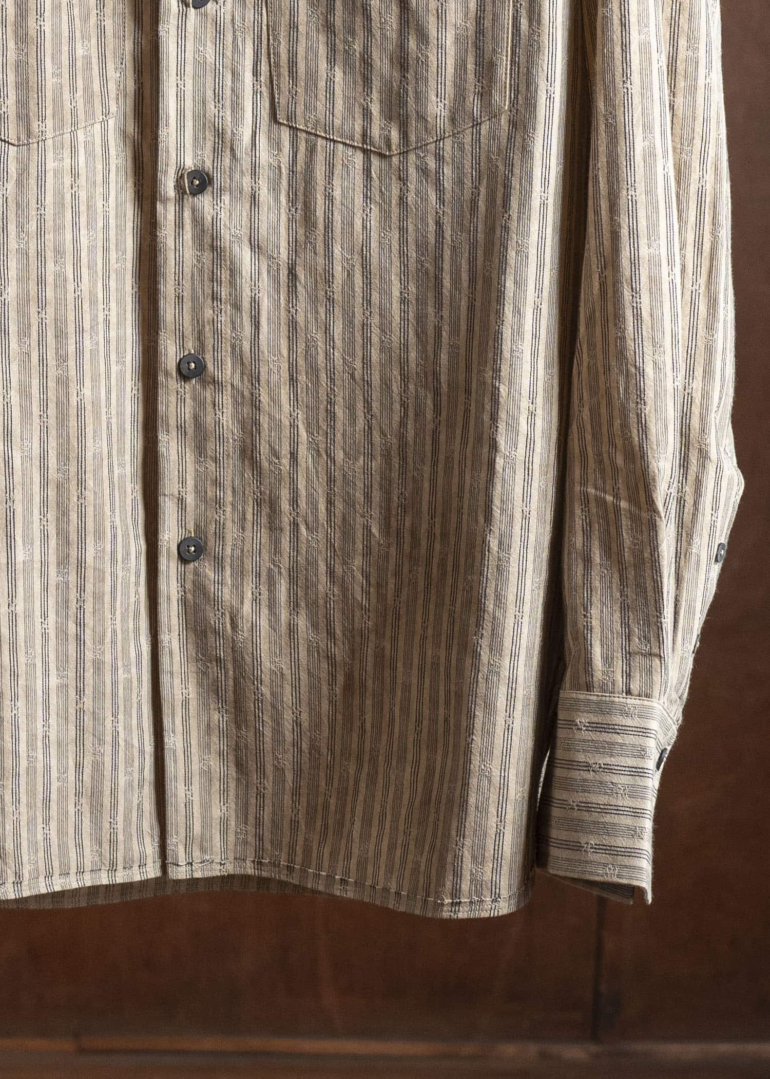 ZIGGY CHEN 0M2530718 SPREAD COLLAR STRIPED SHIRT 42