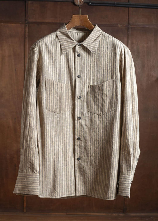 ZIGGY CHEN 0M2530718 SPREAD COLLAR STRIPED SHIRT 42