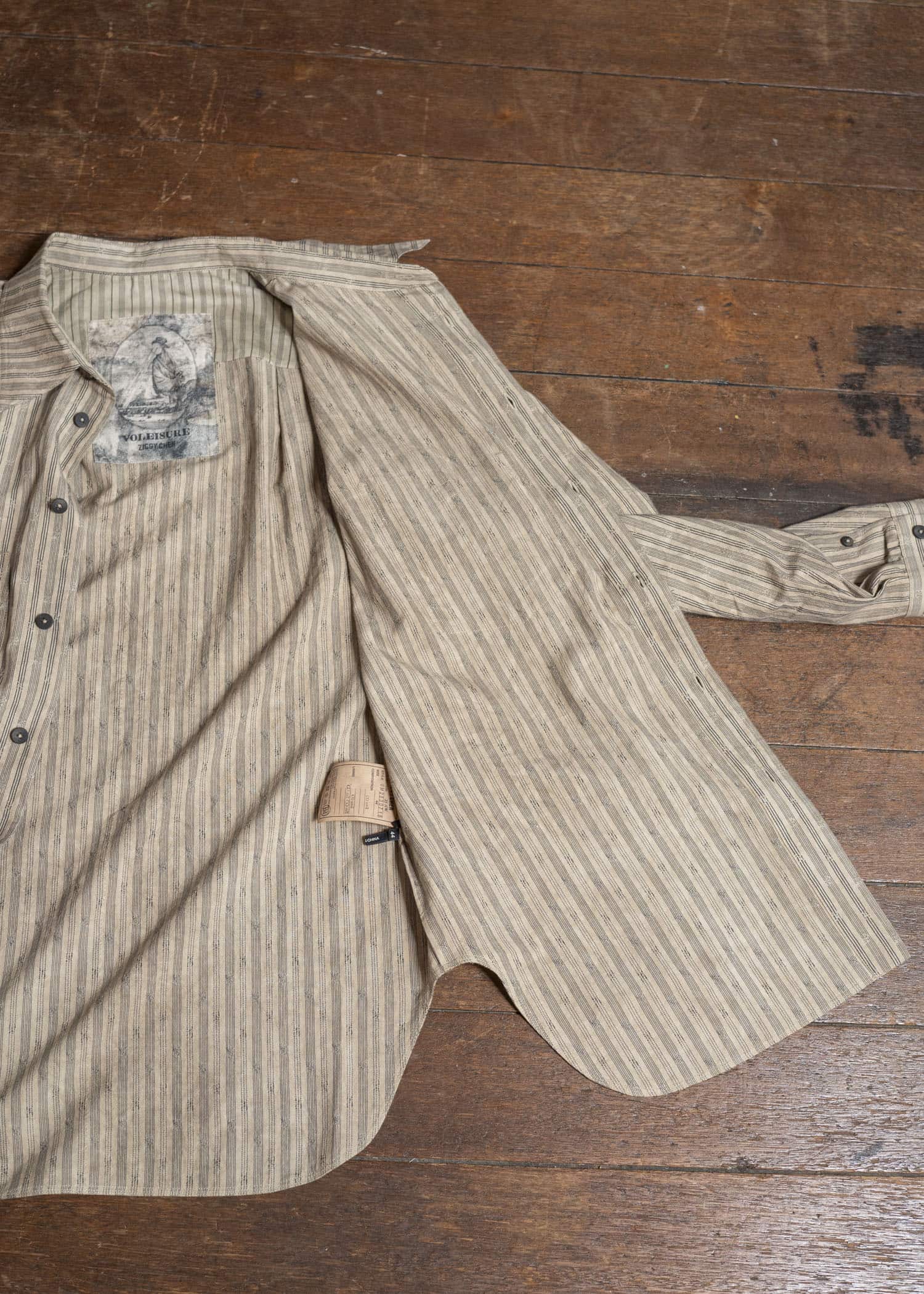 ZIGGY CHEN 0M2530718 SPREAD COLLAR STRIPED SHIRT 42