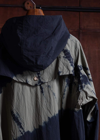 SUZUSAN Recycled Ripstop Nyl on Hooded Half Coat Black x Khaki