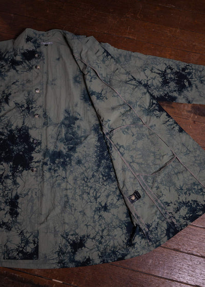 SUZUSAN Recycled Ripstop Nylon Long Coat Madara Shibori Black x Khaki