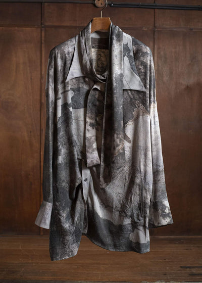 ZIGGY CHEN 0M2530747 DIGITAL PRINT ASYMMETRIC SCARF SHIRT 3