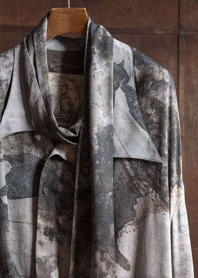 ZIGGY CHEN 0M2530747 DIGITAL PRINT ASYMMETRIC SCARF SHIRT 3