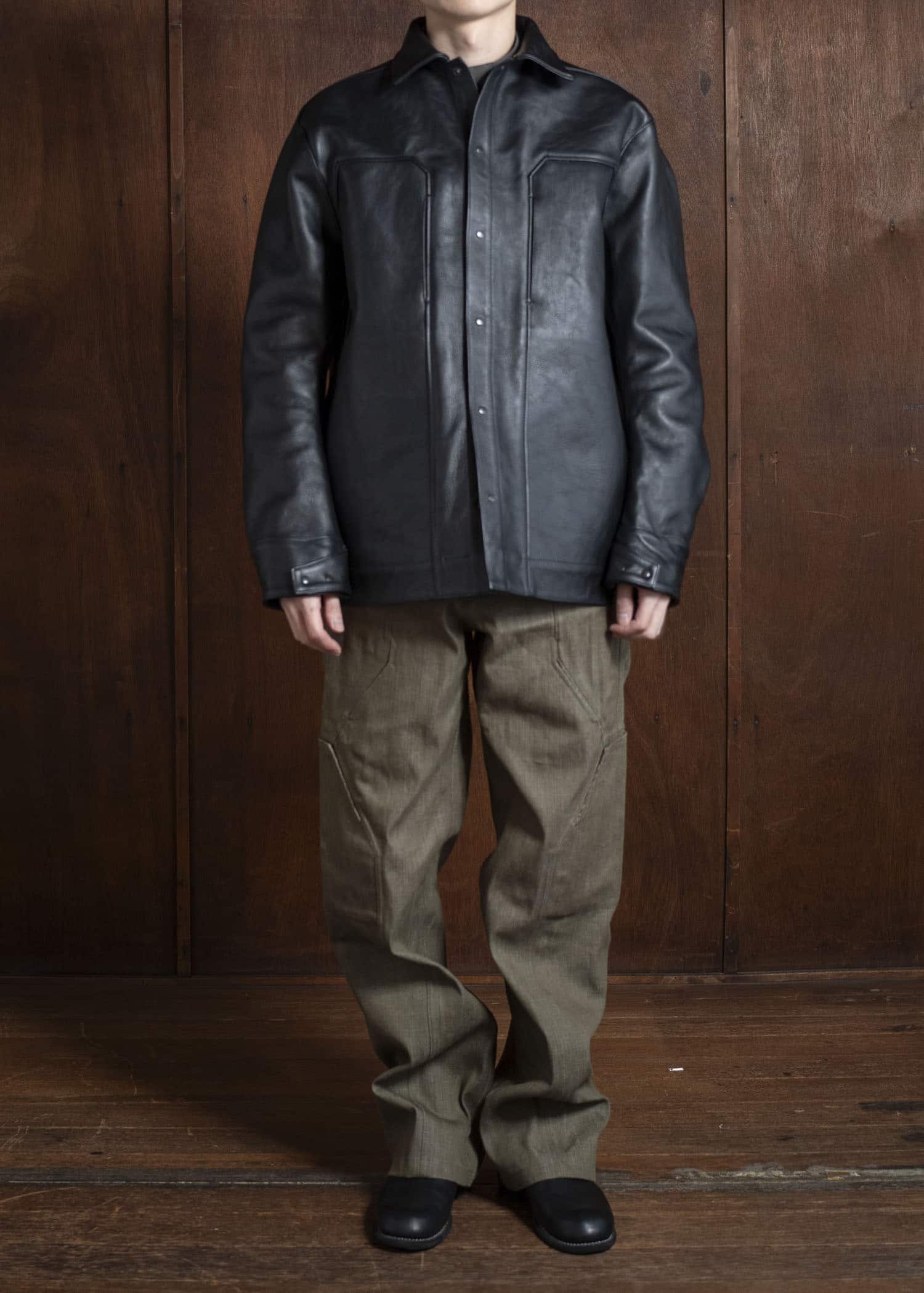 OPPOSE DUALITY 6 Pocket Panel Leather Work JKT OD1001JKT-25SS Black