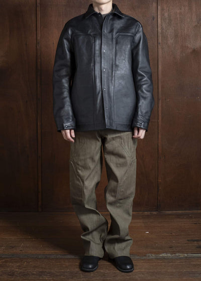 OPPOSE DUALITY 6 Pocket Panel Leather Work JKT OD1001JKT-25SS Black