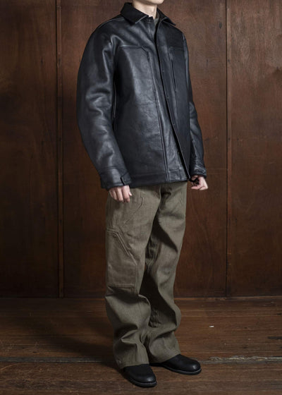 OPPOSE DUALITY 6 Pocket Panel Leather Work JKT OD1001JKT-25SS Black