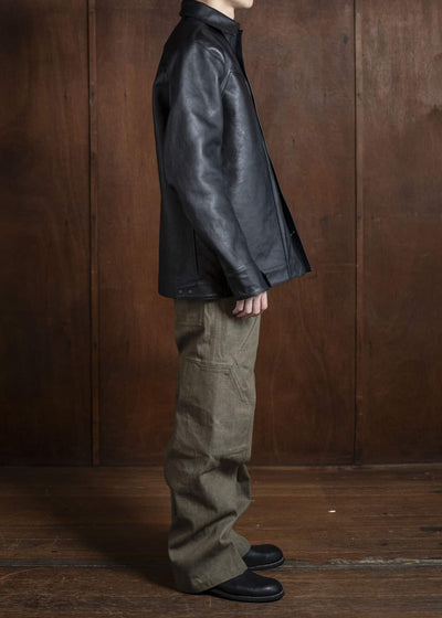 OPPOSE DUALITY 6 Pocket Panel Leather Work JKT OD1001JKT-25SS Black