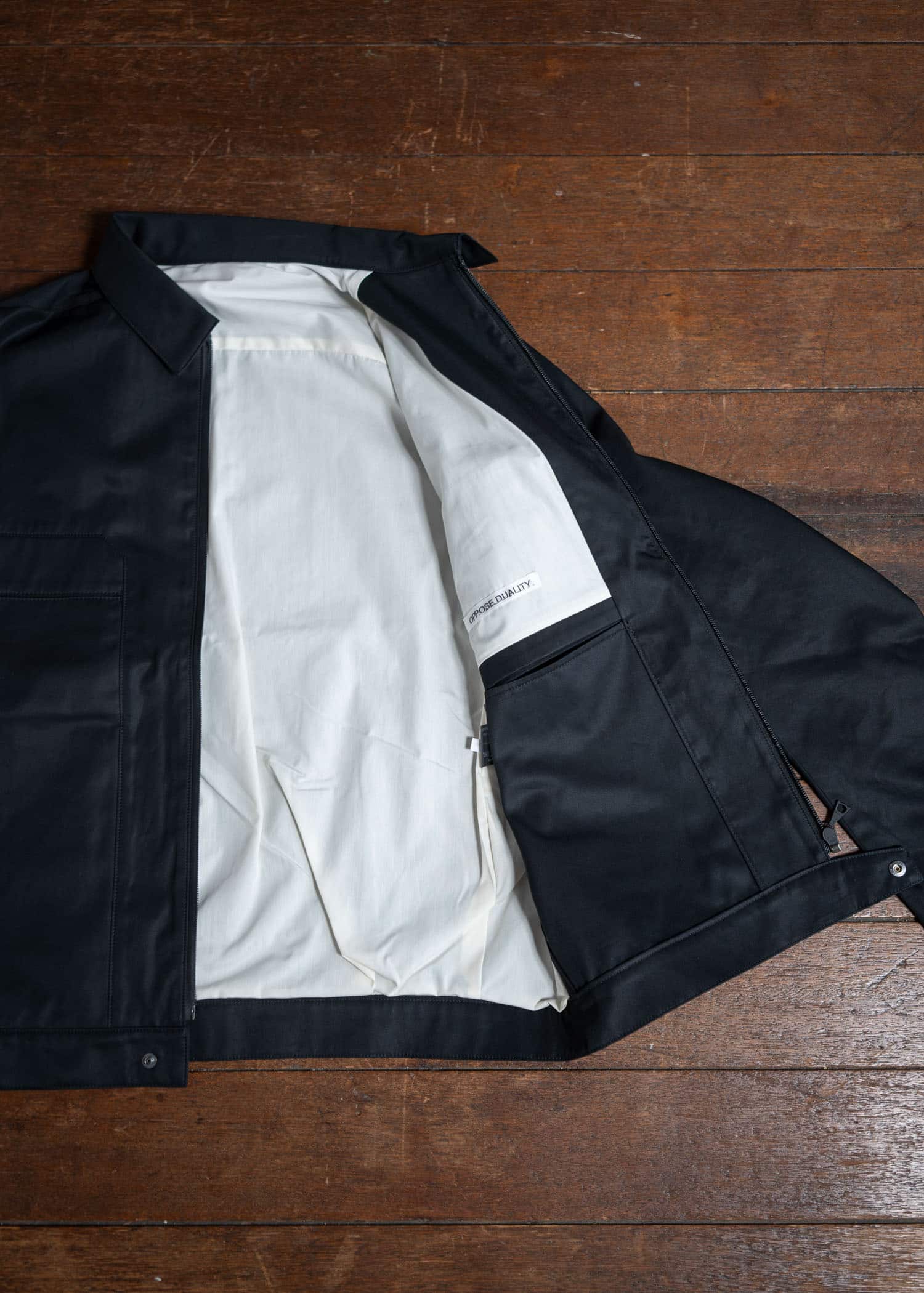 OPPOSE DUALITY Panel Harrington Jacket Cotton Black OD1006JKT-24AW