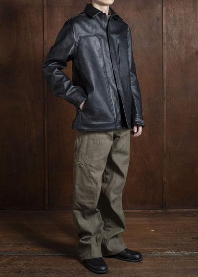 OPPOSE DUALITY 6 Pocket Panel Leather Work JKT OD1001JKT-25SS Black