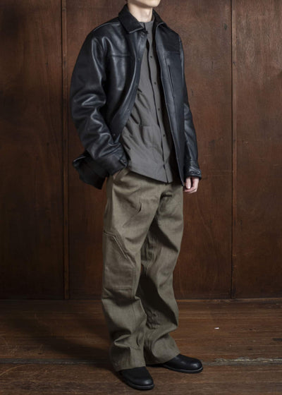 OPPOSE DUALITY 6 Pocket Panel Leather Work JKT OD1001JKT-25SS Black