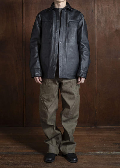 OPPOSE DUALITY 6 Pocket Panel Leather Work JKT OD1001JKT-25SS Black