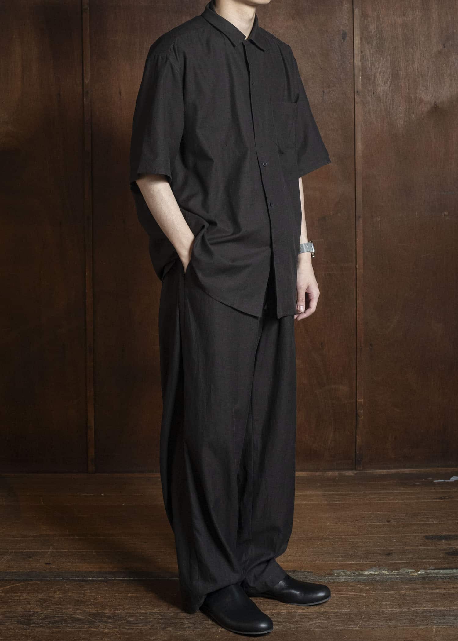 YOKO SAKAMOTO YS-26SS-49-BROWN Open Collar S/S Shirt BROWN