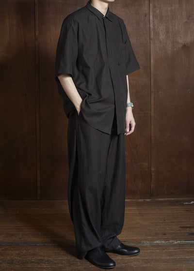 YOKO SAKAMOTO YS-26SS-49-BROWN Open Collar S/S Shirt BROWN