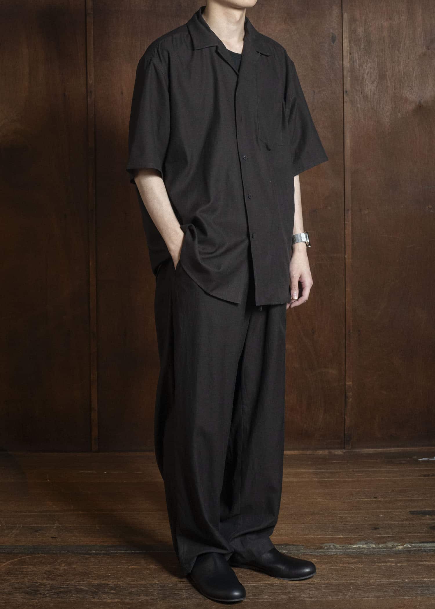 YOKO SAKAMOTO YS-26SS-49-BROWN Open Collar S/S Shirt BROWN