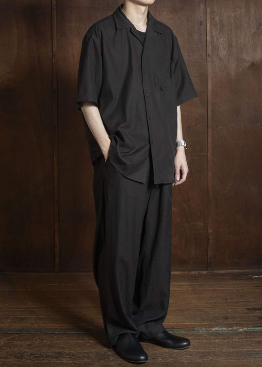 YOKO SAKAMOTO YS-26SS-49-BROWN Open Collar S/S Shirt BROWN