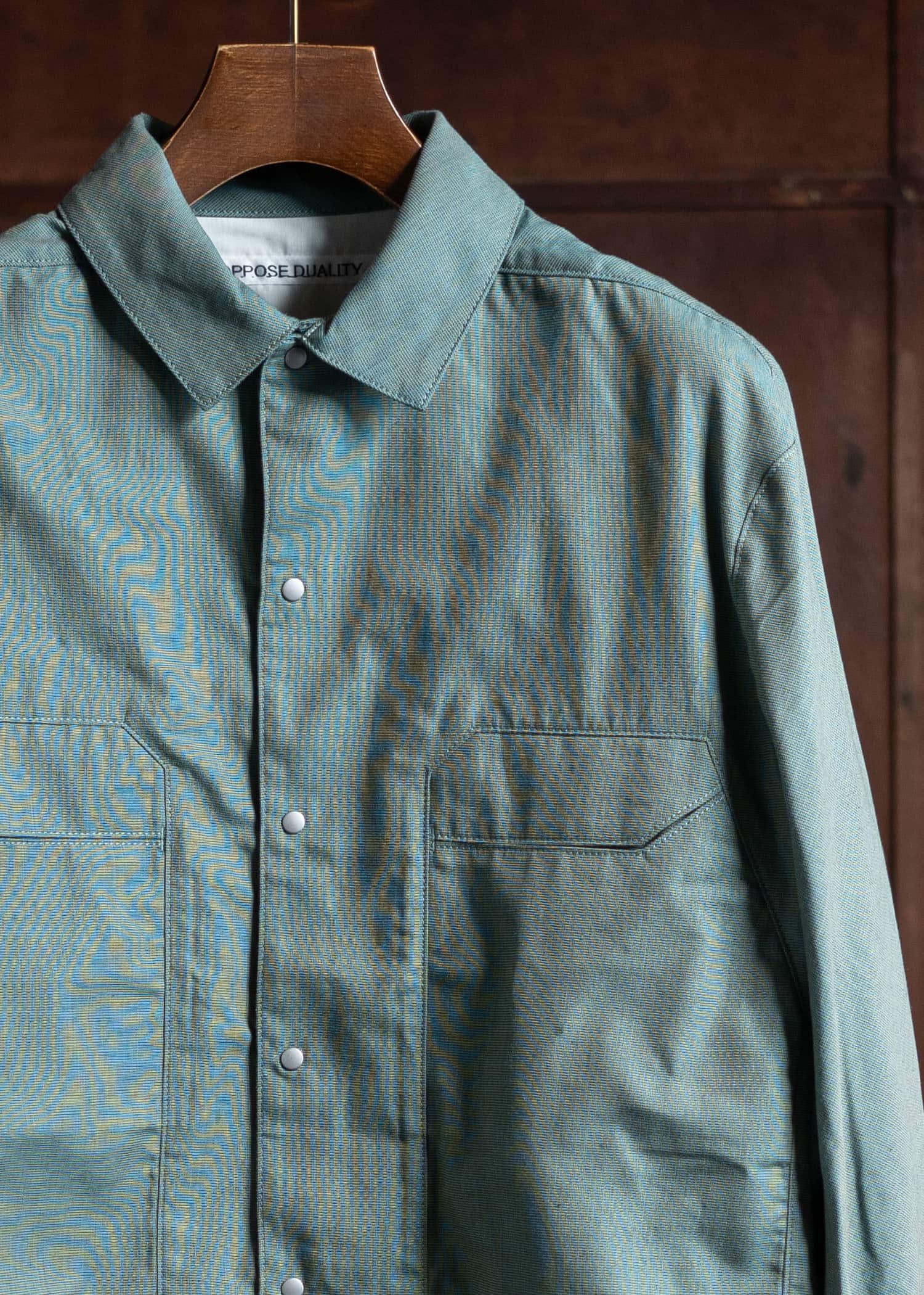 OPPOSE DUALITY Panel Shirts Cotton Green OD2002SHT-24AW