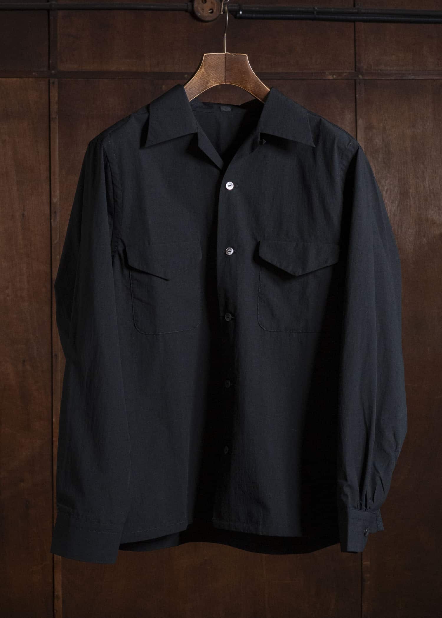 Taiga Takahashi Lot.101-Black Open Collar Shirt Black